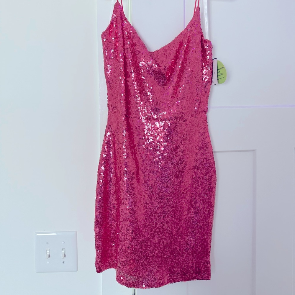 Hot pink sequins mini dress